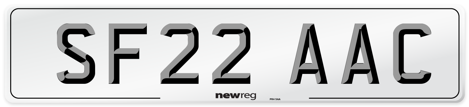 SF22 AAC Number Plate from New Reg
